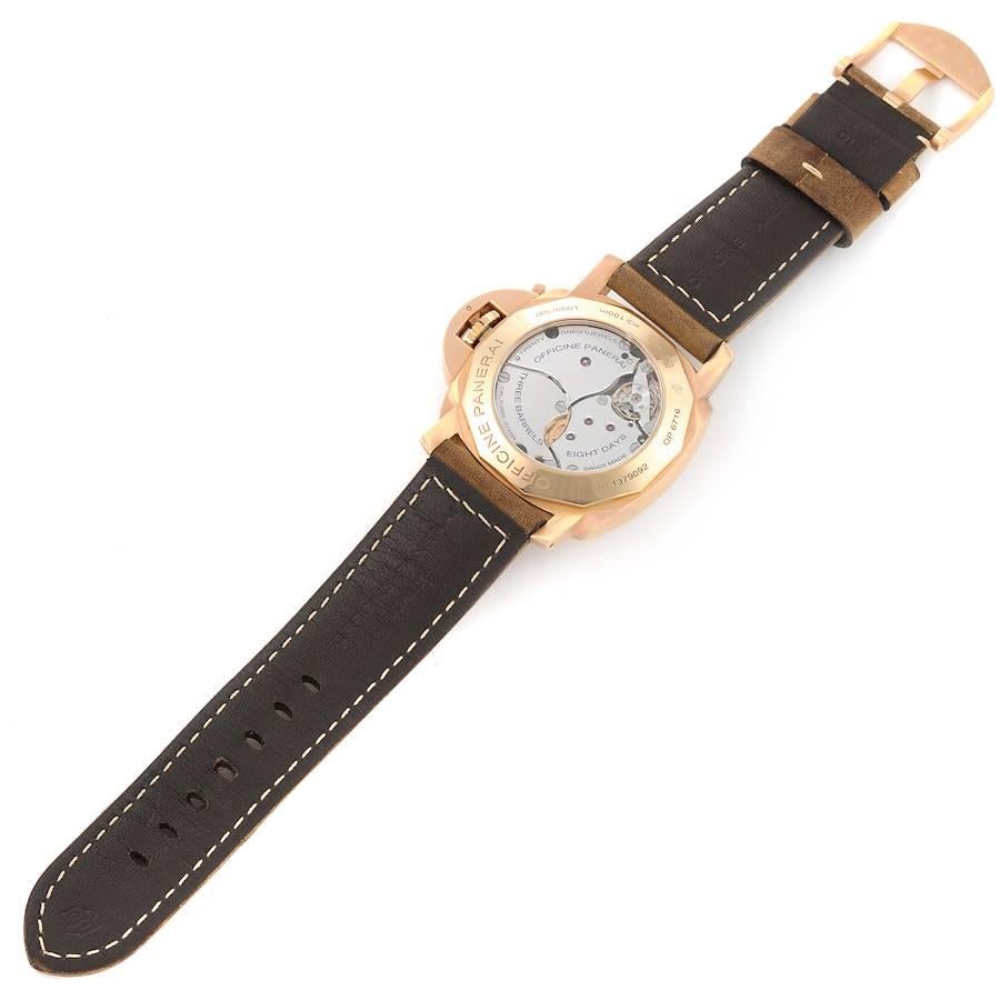 Panerai Luminor 1950 8 Tage GMT 18k Roségold Herrenuhr PAM00289 Box Papiere im Angebot 6