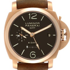 Panerai Luminor 1950 8 Tage GMT 18k Roségold Herrenuhr PAM00289 Box Papiere