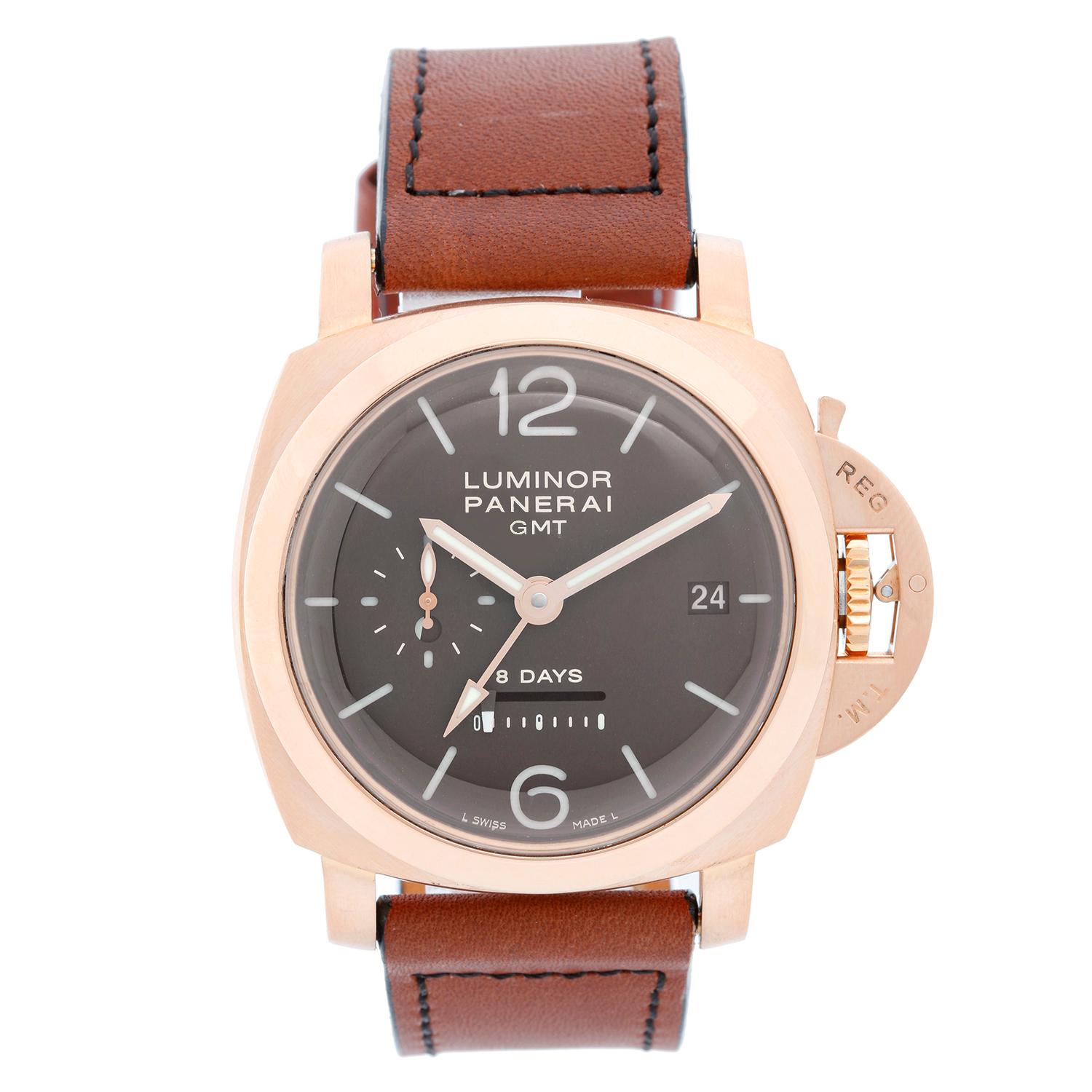 Panerai Luminor 1950 8 Days GMT Men's 18 Karat Rose Gold Watch PAM 289