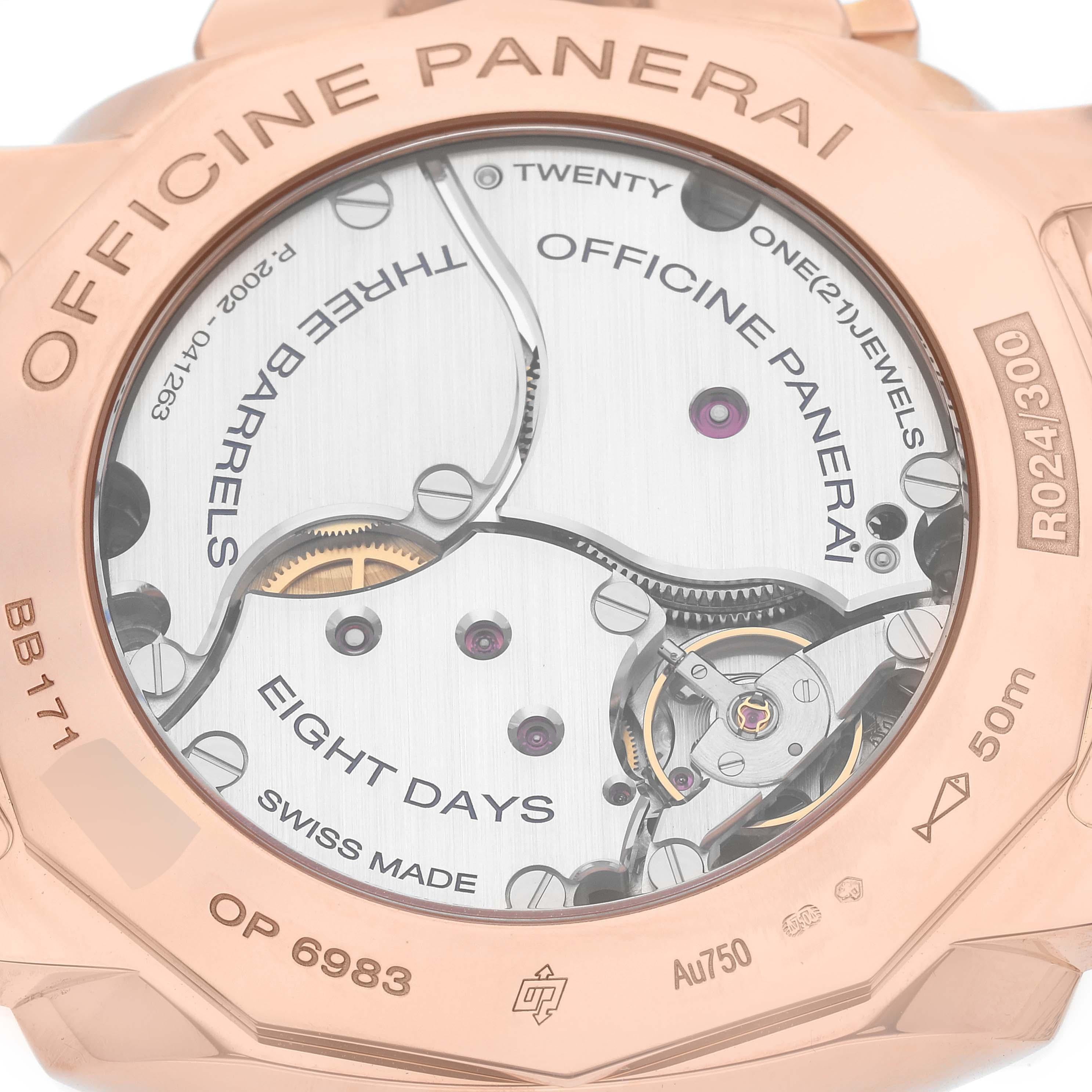 Panerai Luminor 1950 8 Days GMT Rose Gold Mens Watch PAM00576 Papers For Sale 1