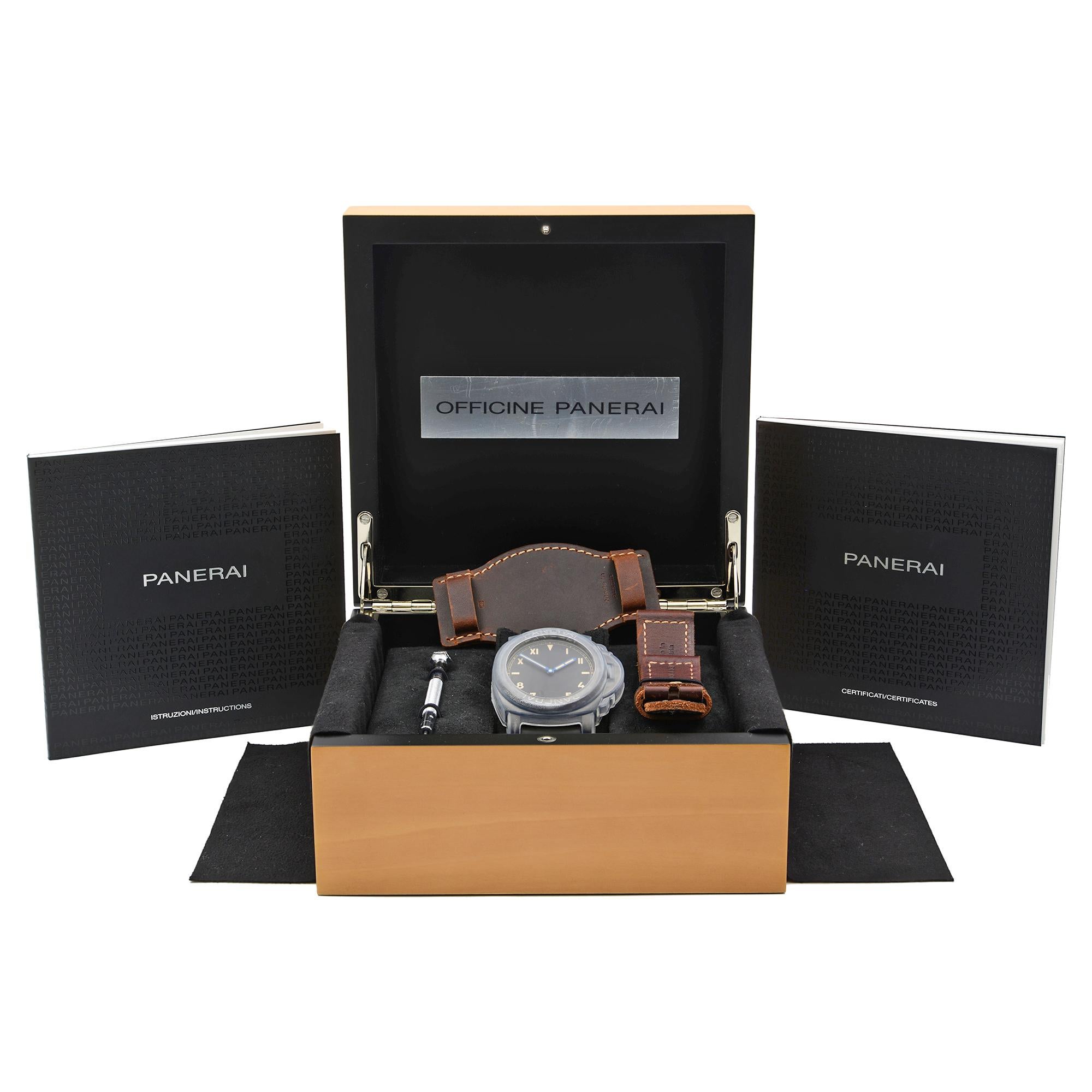 Panerai Luminor 1950 California Titanium DLC Black Dial Hand-Wind Watch PAM00779 In Excellent Condition In New York, NY