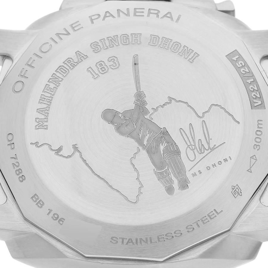 Panerai Luminor 1950 GMT Green Dial MS Dhoni Edition Watch PAM01056 Box Card In Excellent Condition In Atlanta, GA