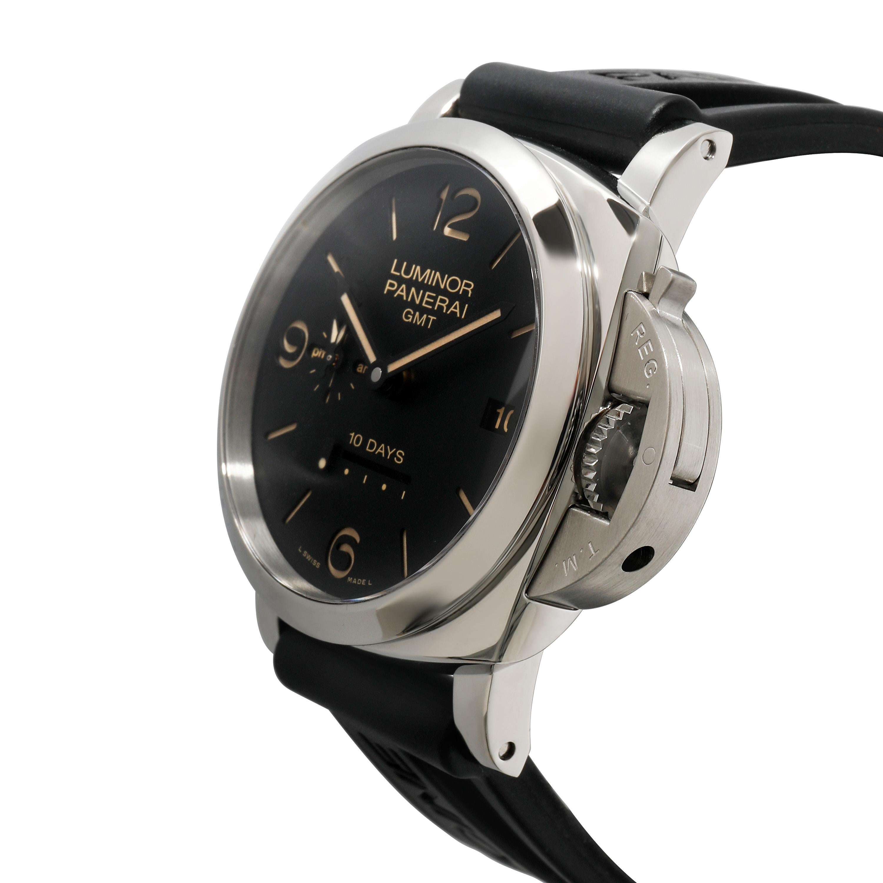 Montre Hommes Panerai Luminor 1950 GMT PAM00533 en  Acier inoxydable Excellent état - En vente à New York, NY