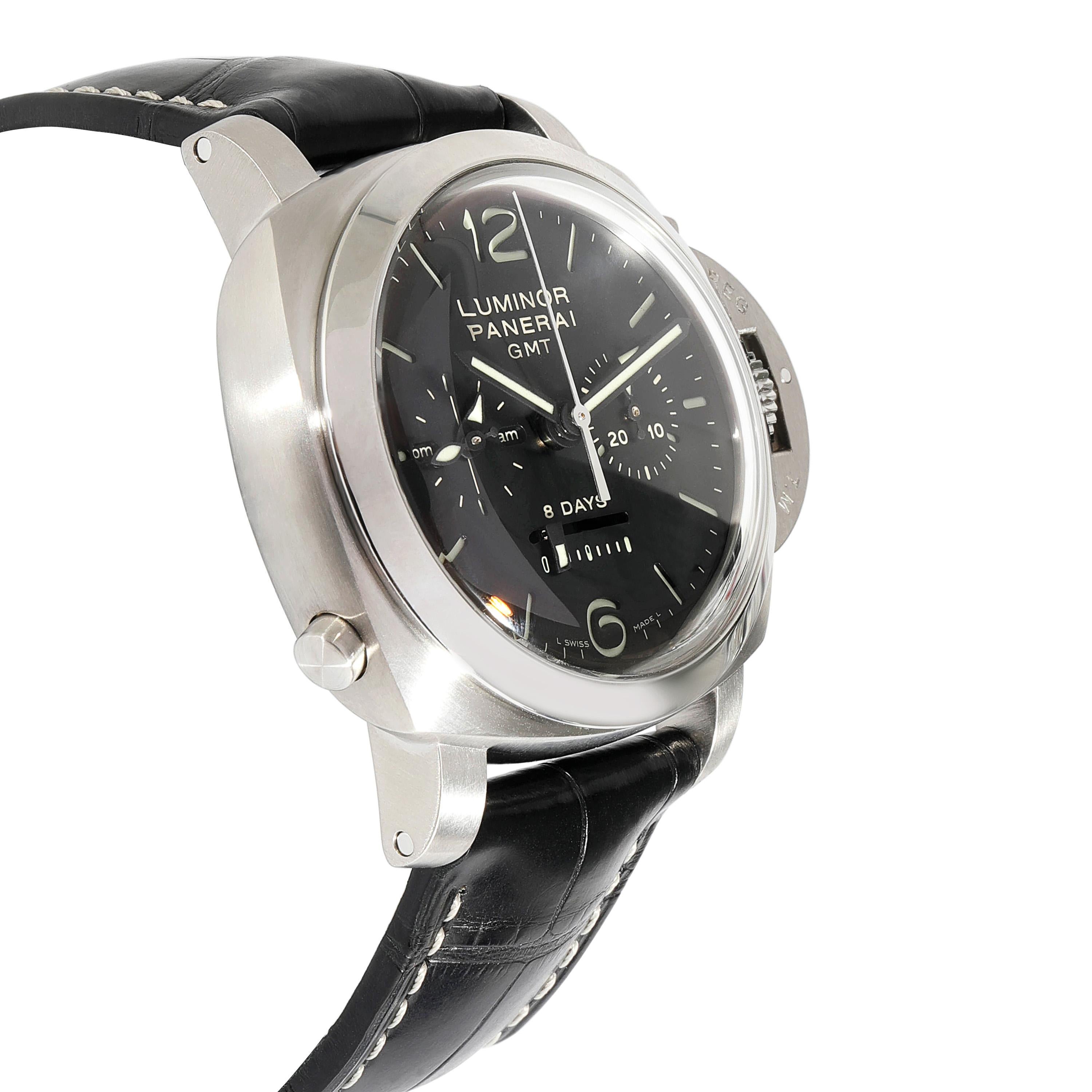 Panerai Luminor 1950 Monopulsante GMT PAM00275 Herrenuhr in  Rostfreier Stahl im Zustand „Hervorragend“ in New York, NY