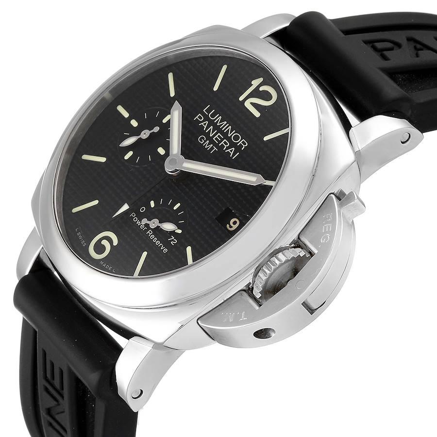 Panerai Luminor 1950 Power Reserve 3 Day GMT Watch PAM00537 Box Papers In Excellent Condition For Sale In Atlanta, GA