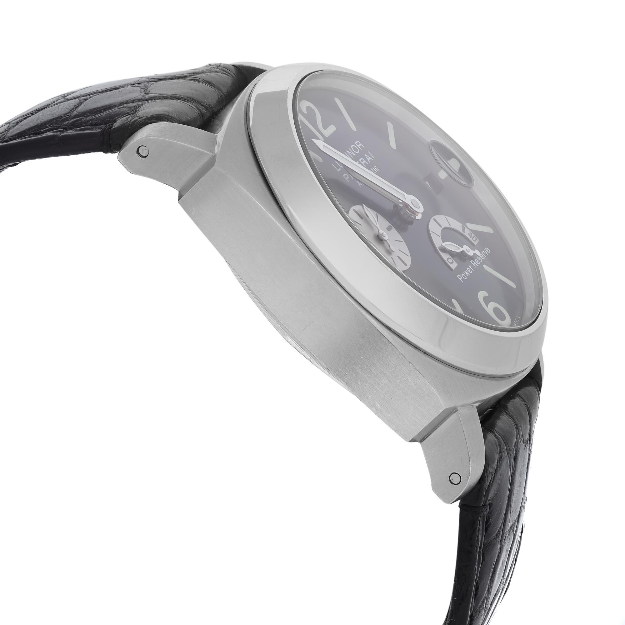 Men's Panerai Luminor Power Reserve Steel Black Dial Automatic Men Watch PAM00125