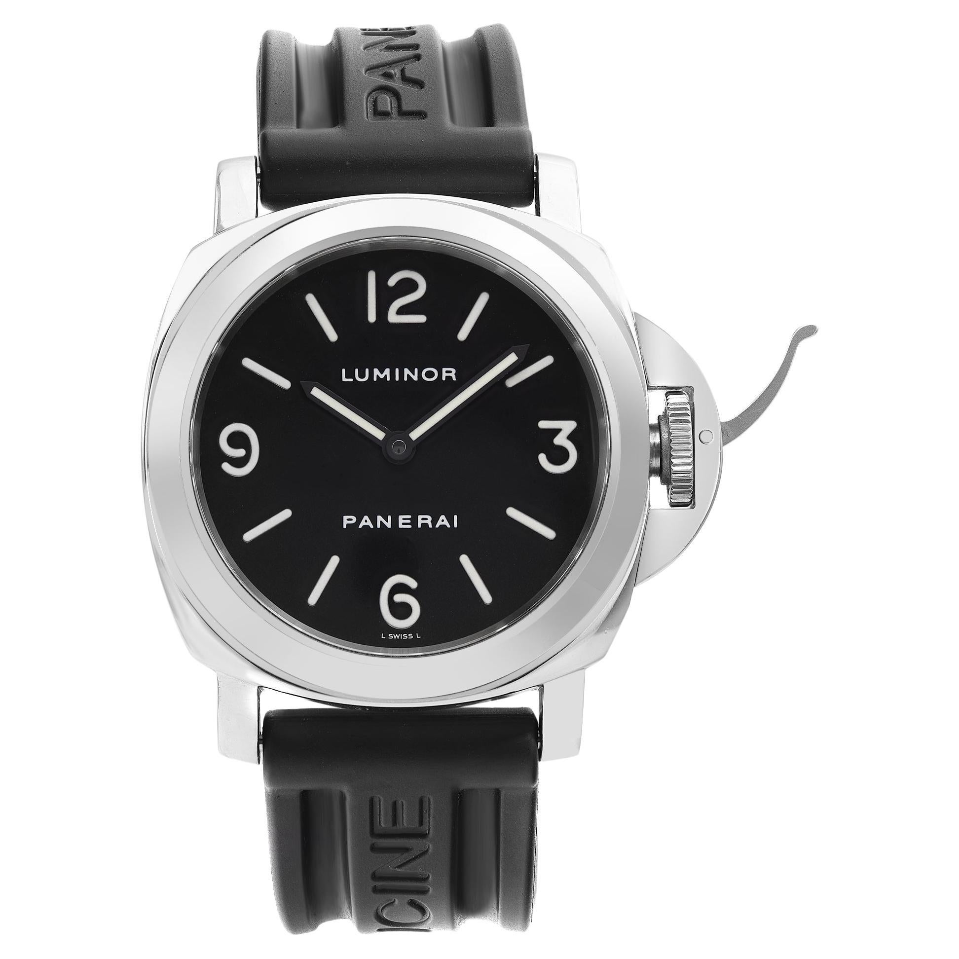 Panerai Luminor Stainless Steel Black Dial Hand Wind Mens Watch PAM00002 For Sale