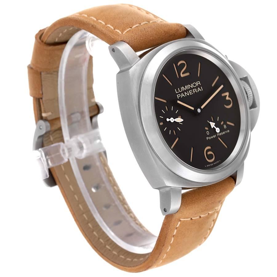 Panerai Luminor 8 Days Titanium Brown Dial Mens Watch PAM00797 Box Card In Excellent Condition In Atlanta, GA