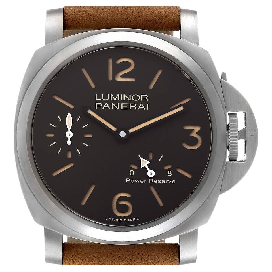 Panerai Luminor 8 Days Titanium Brown Dial Mens Watch PAM00797 Box Card