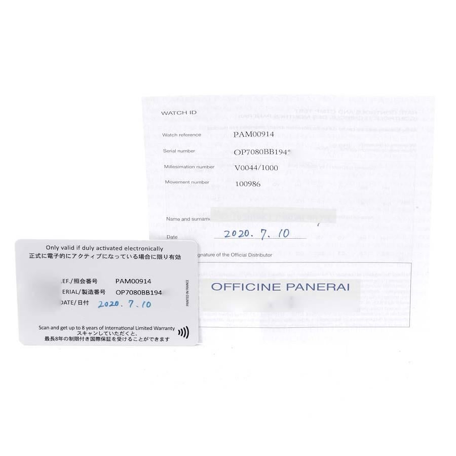 Panerai Luminor 8 Giorni Black Dial Steel Mens Watch PAM00914 Box Card For Sale 3