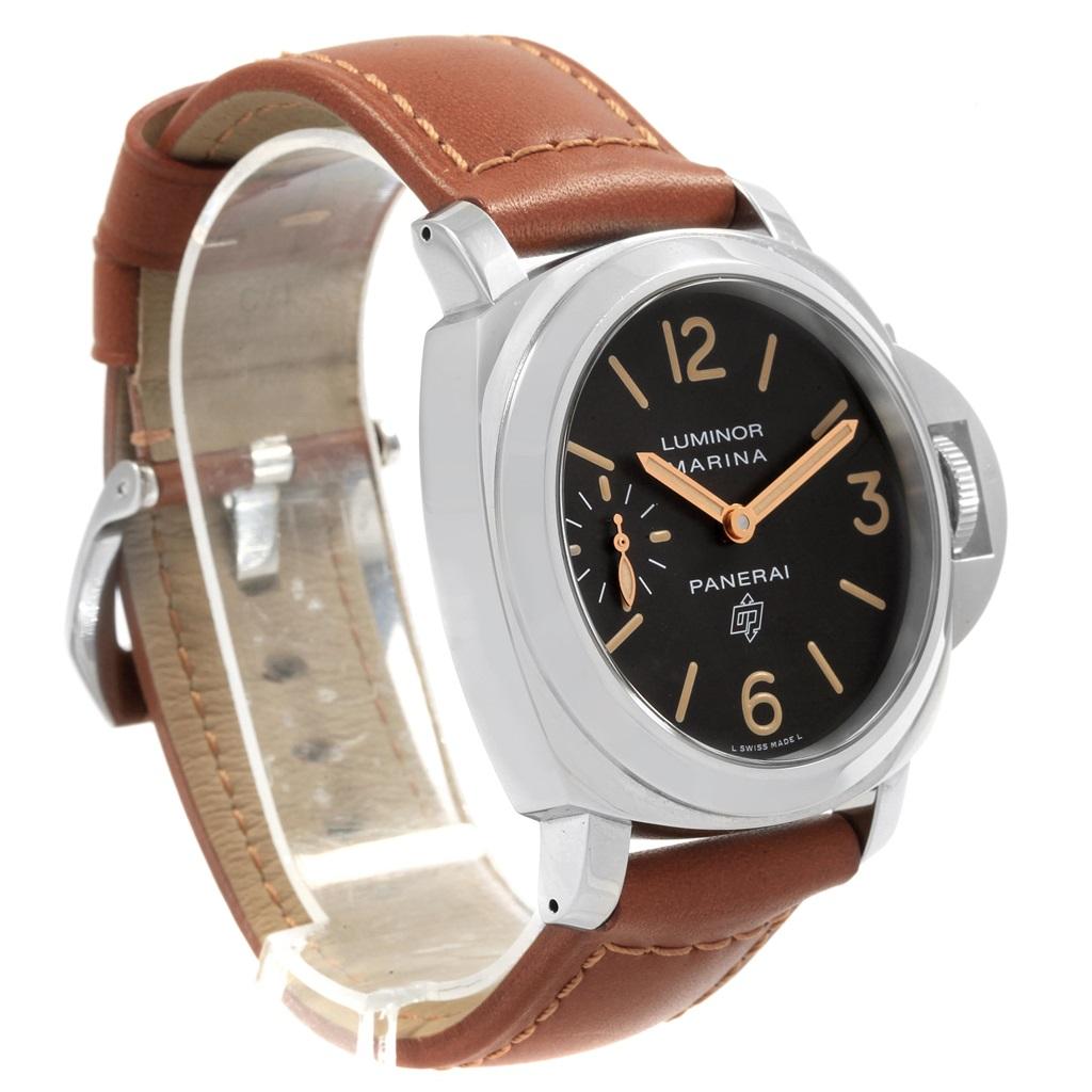 Panerai Luminor Acciaio Logo Tropical Brown Dial Watch PAM00632 In Excellent Condition For Sale In Atlanta, GA