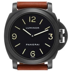 Panerai Luminor Base Black Dial PVD Steel Mens Watch PAM00009 Box Papers