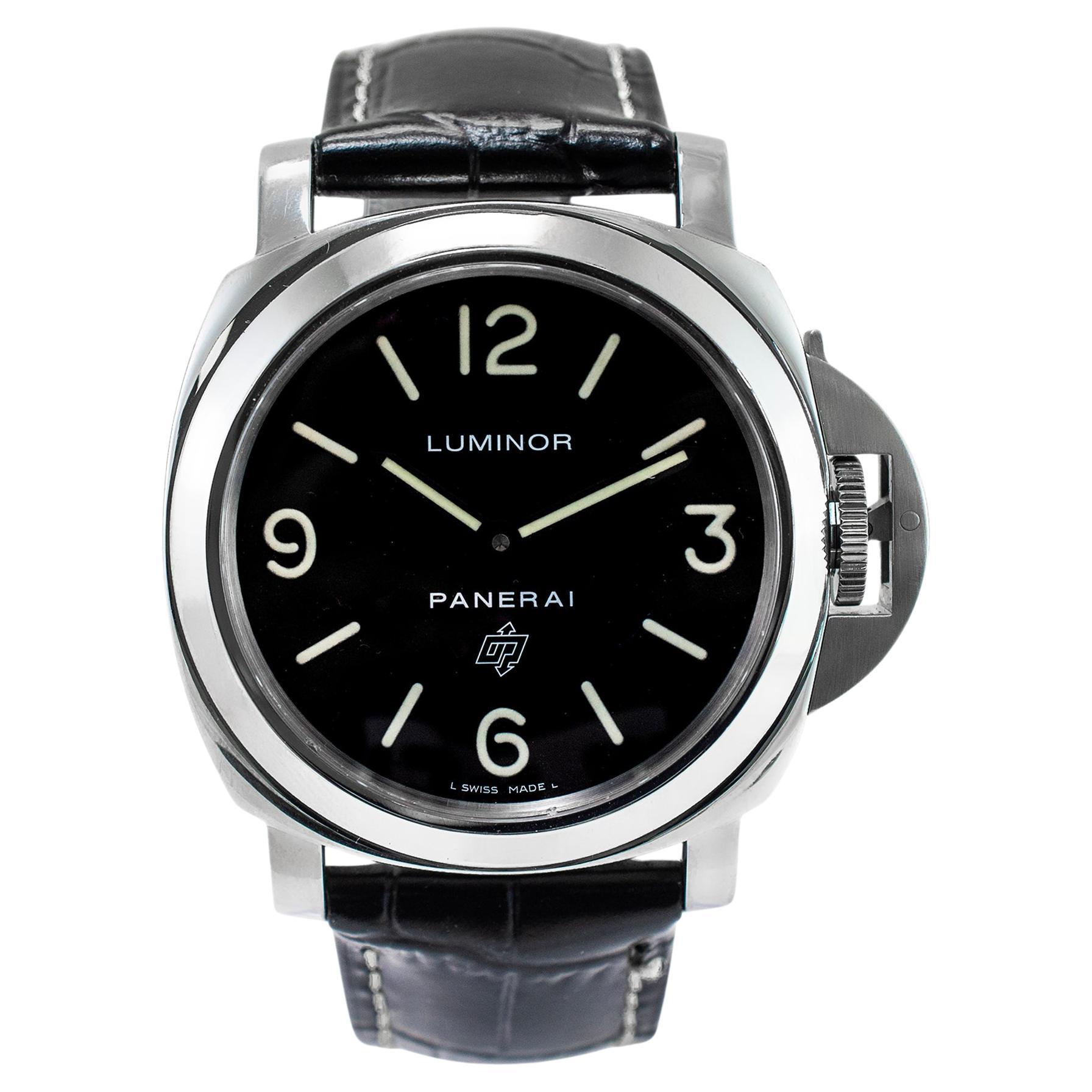 Panerai Luminor Base Logo 44MM OP6834 Black Leather Strap Steel Watch
