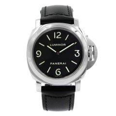 Panerai Luminor Base Steel Black Dial Leather Men's Hand Wind Watch PAM00112