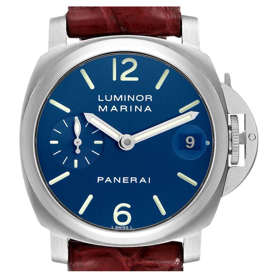 Panerai Luminor Blue Dial Automatic Steel Mens Watch PAM00119 Box Papers For Sale