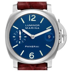 Panerai Luminor Blue Dial Automatic Steel Mens Watch PAM00119 Box Papers