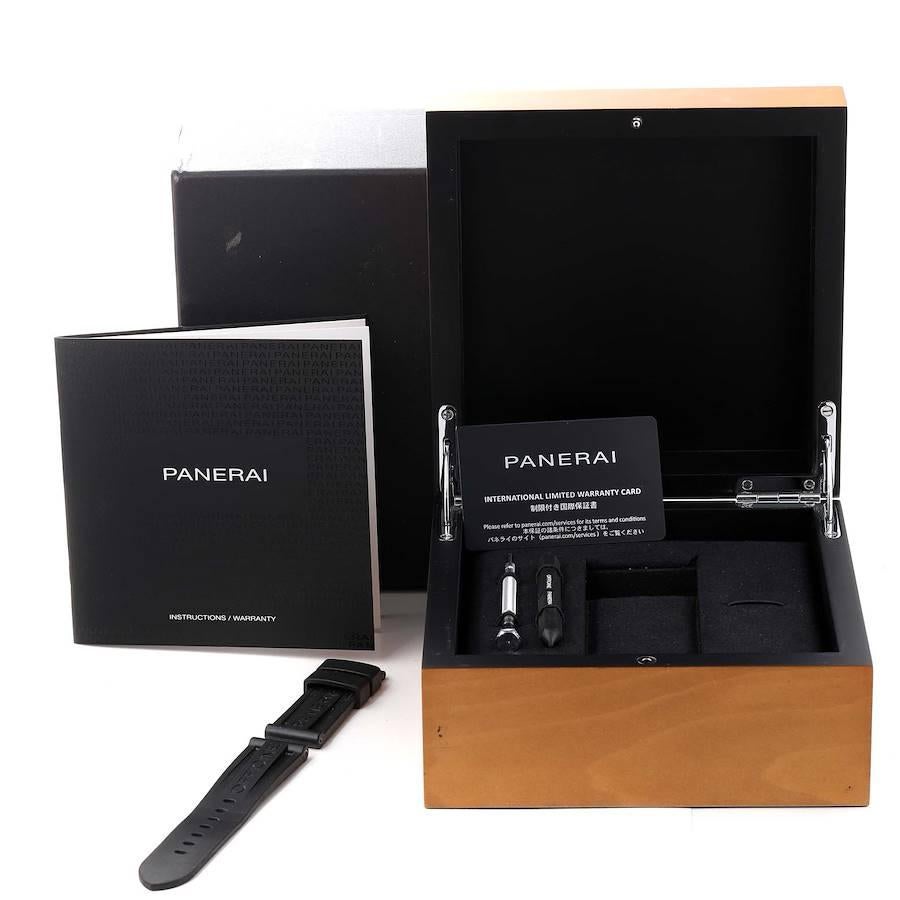Panerai Luminor Chrono Black Dial Steel Mens Watch PAM01109 Box Card For Sale 6