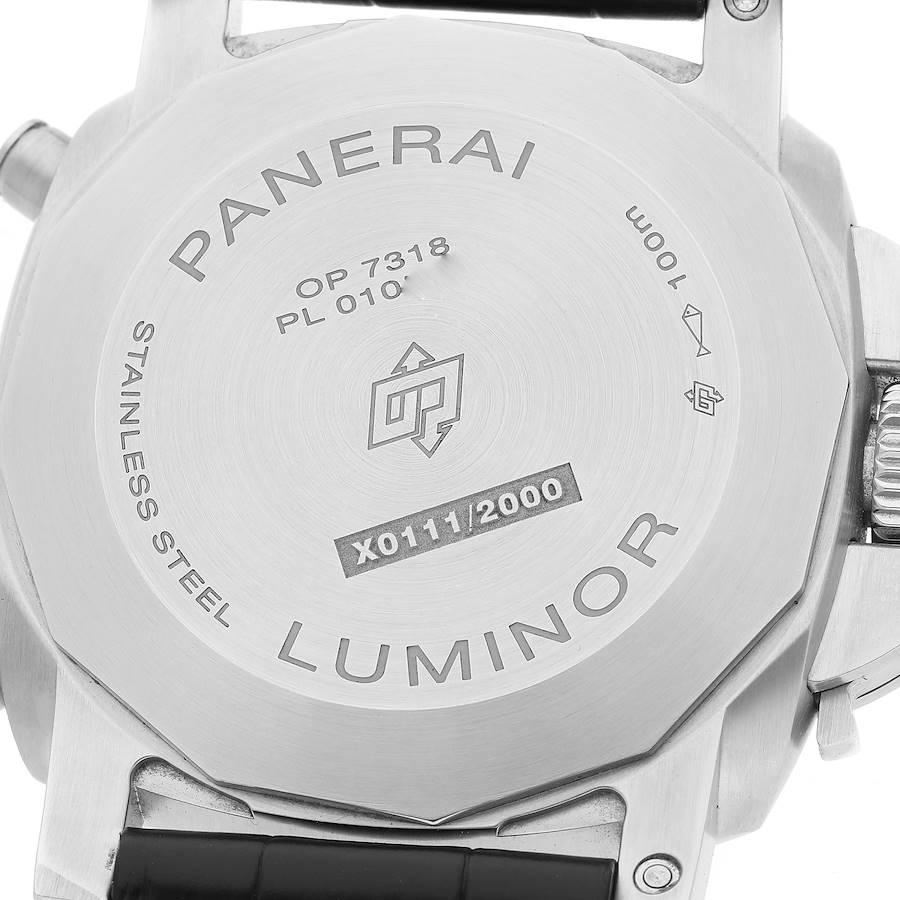 Panerai Luminor Chrono Black Dial Steel Mens Watch PAM01109 Box Card For Sale 1