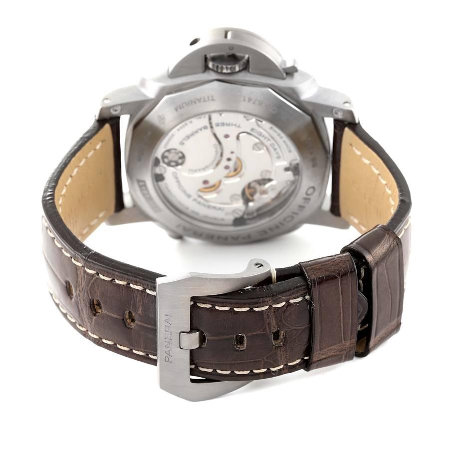 Men's Panerai Luminor Chrono Monopulsante 8 Day GMT Titanium Watch PAM00311 Box Papers For Sale