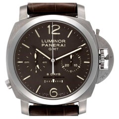 Panerai Luminor Chrono Monopulsante 8 Day GMT Titanium Watch PAM00311 Box Papers