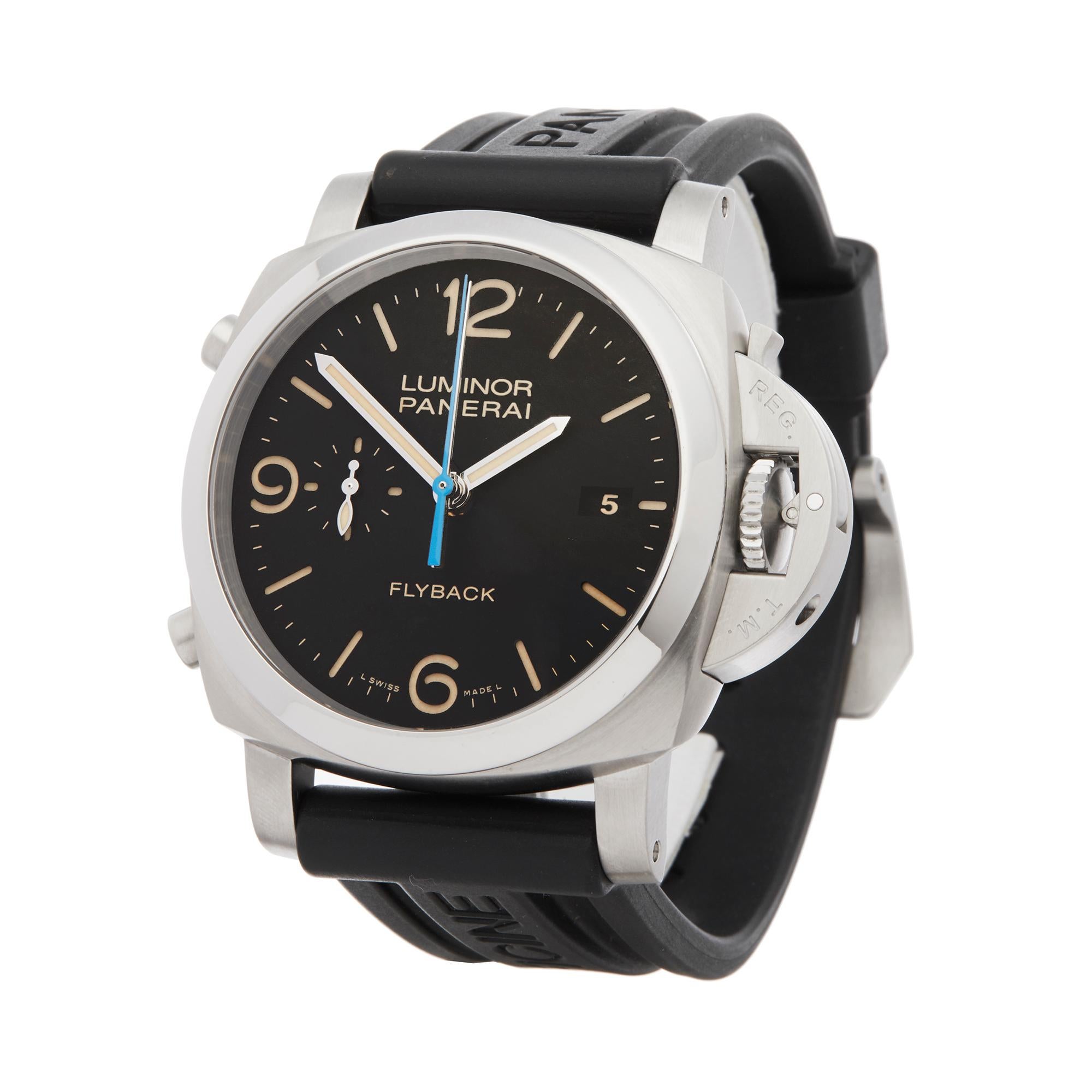 Ref: W6212
Manufacturer: Panerai
Model: Luminor
Model Ref: PAM00524
Age: 15th March 2015
Gender: Mens
Complete With: Box, Manuals, Guarantee, Spare Strap, Tools, Servicing Pouch and Servicing Papers dated 15th July 2019 
Dial: Black Arabic
Glass: