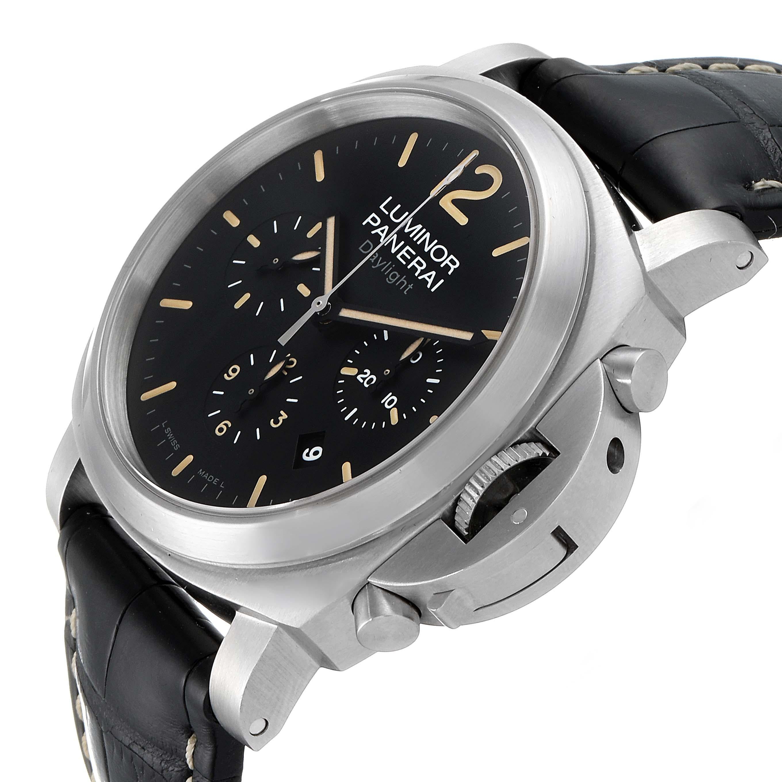 Panerai Luminor Daylight Chronograph Stahl Herrenuhr PAM00356 im Angebot 3