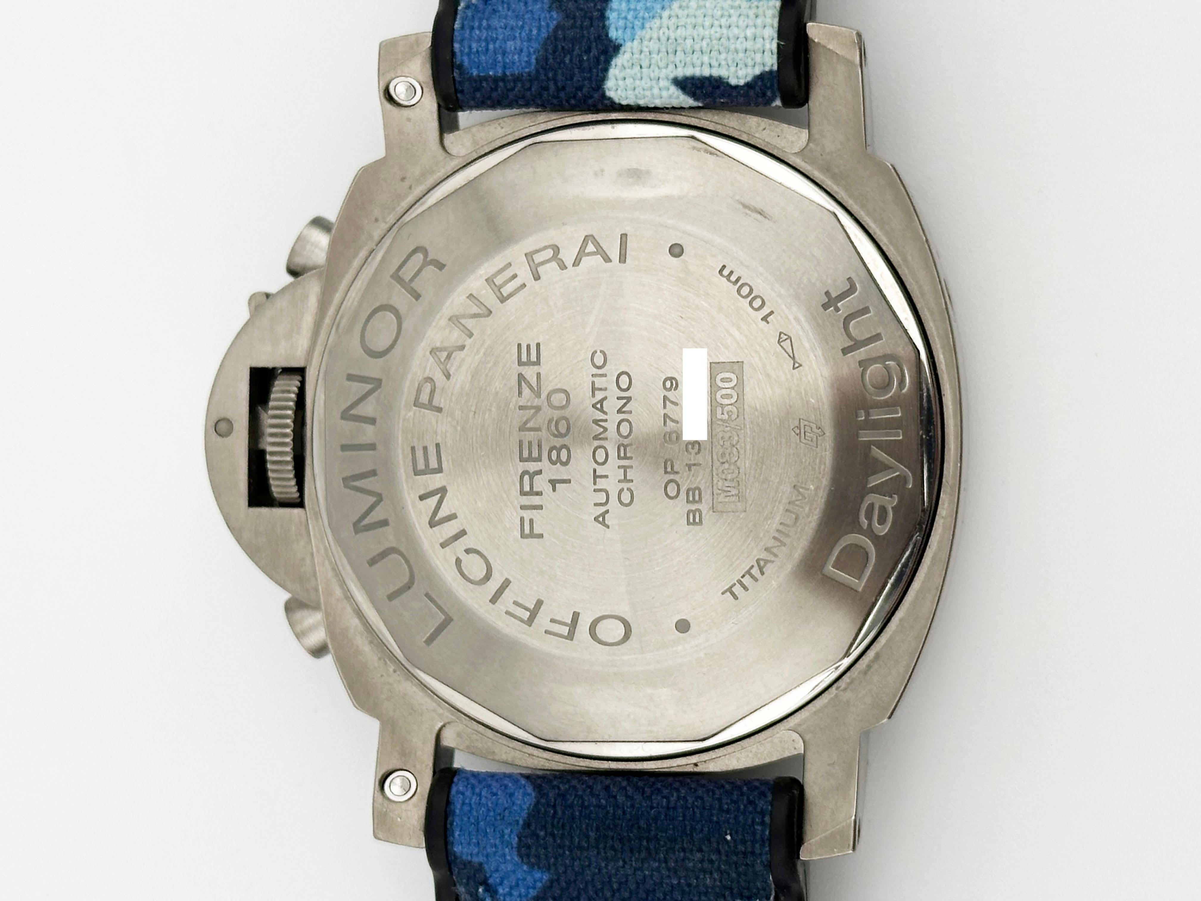 Panerai Luminor Daylight PAM00326 PAM 326 Blue Dial Stainless Steel Box 44mm In Excellent Condition In San Diego, CA