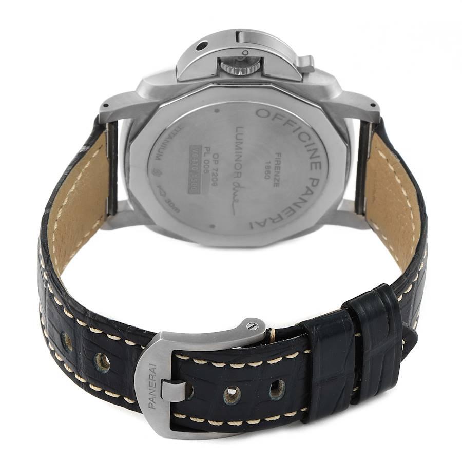 Men's Panerai Luminor Due Blue Dial Titanium Mens Watch PAM00927 Box Card For Sale