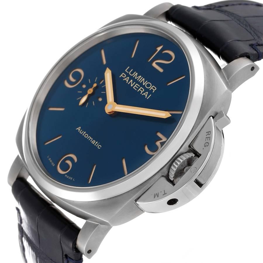 Panerai Luminor Due 45mm Blaues Zifferblatt Titan Herrenuhr PAM00729 2