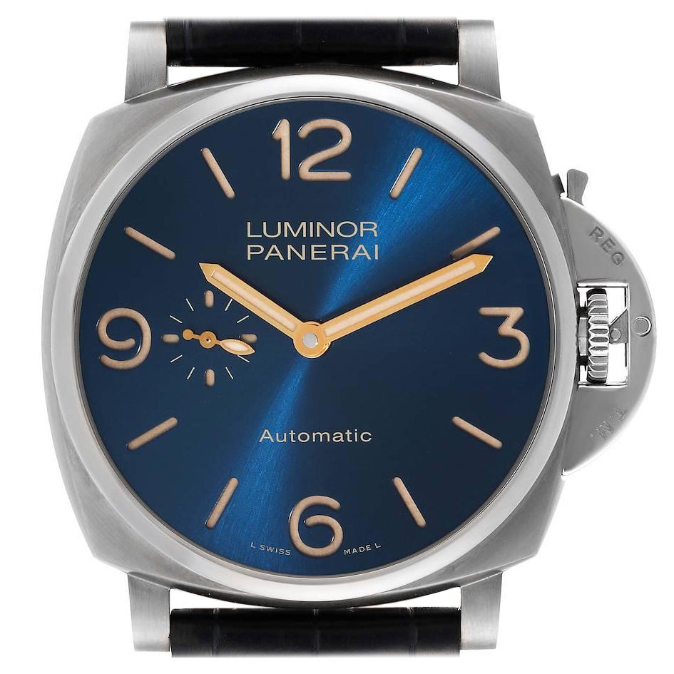 Panerai Luminor Due 45mm Blaues Zifferblatt Titan Herrenuhr PAM00729