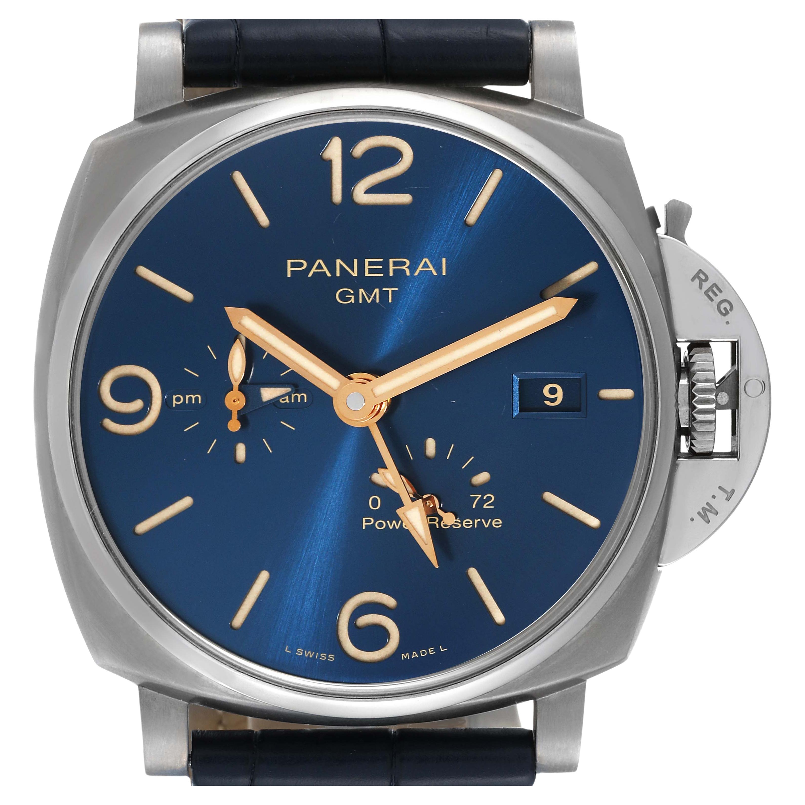 Panerai Luminor Due GMT Automatic Titanium Mens Watch PAM00964 Box Card For Sale