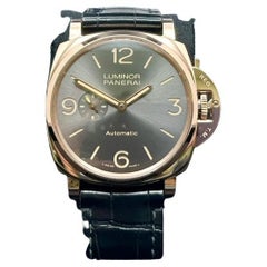 Panerai Luminor Due PAM00675 45mm 3 Tage graues Zifferblatt 18K Rose Gold Box Papiere
