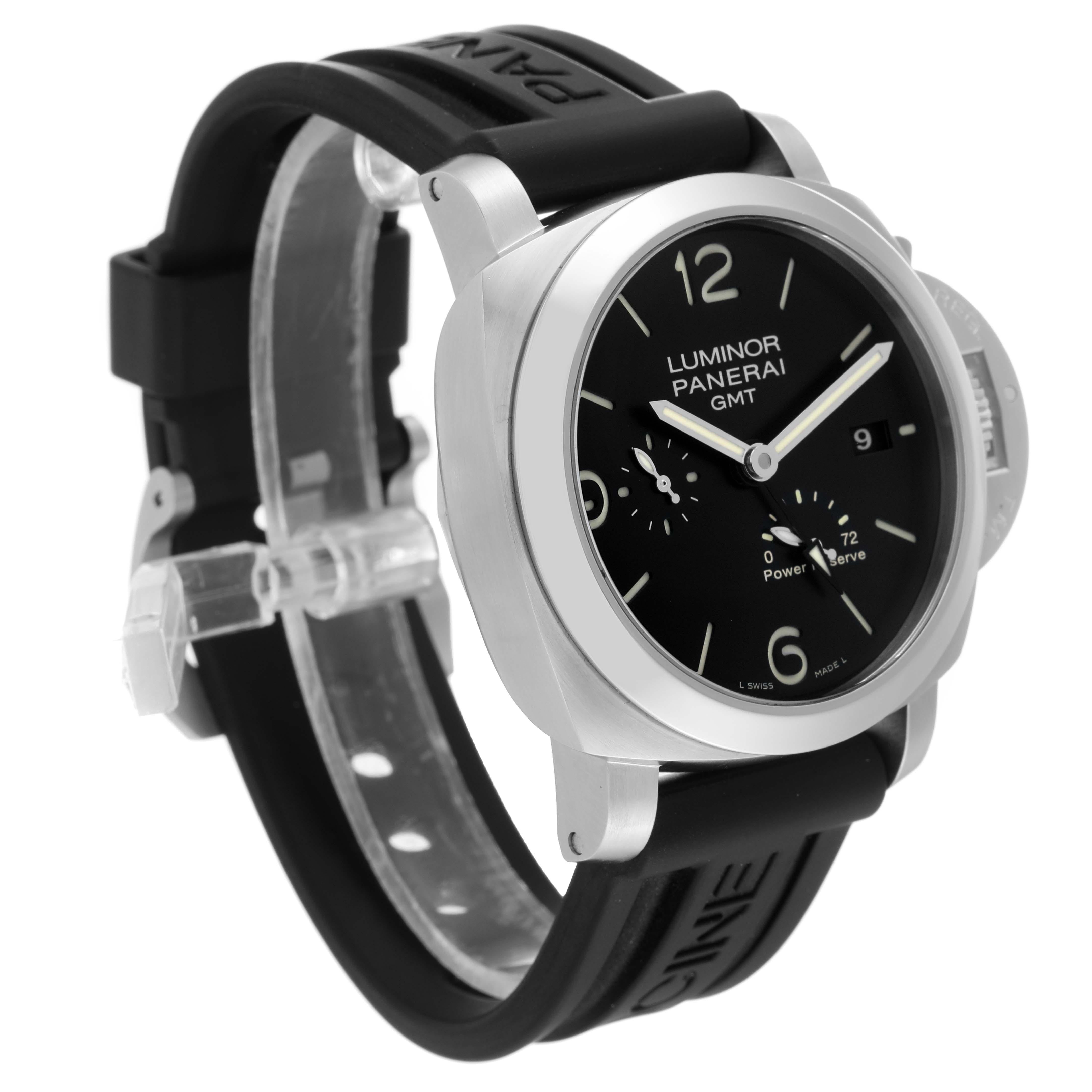 Panerai Luminor GMT 1950 3 Days Power Reserve Steel Watch PAM00321 Box Papers For Sale 3