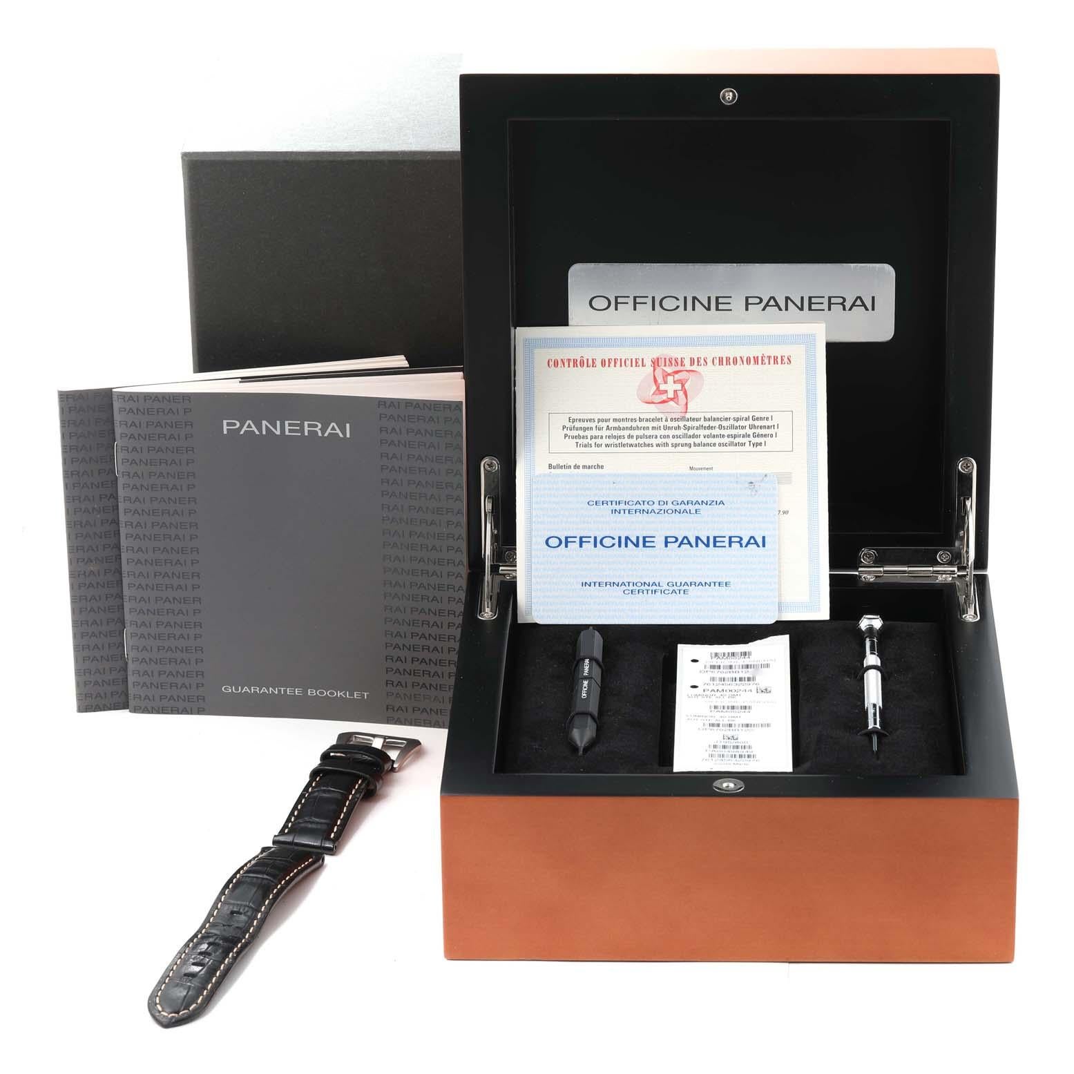 Panerai Luminor GMT 40mm Black Dial Steel Mens Watch PAM00244 Box Card 2