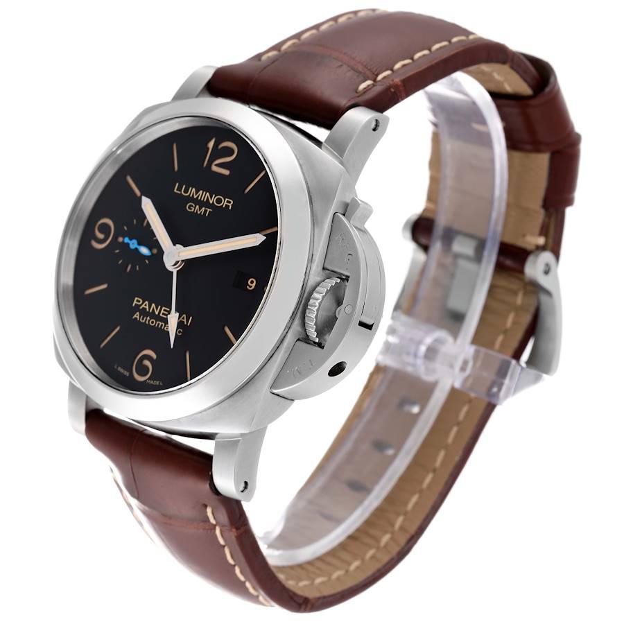 Panerai Luminor GMT 44mm Black Dial Steel Mens Watch PAM01320 Box Papers In Excellent Condition In Atlanta, GA