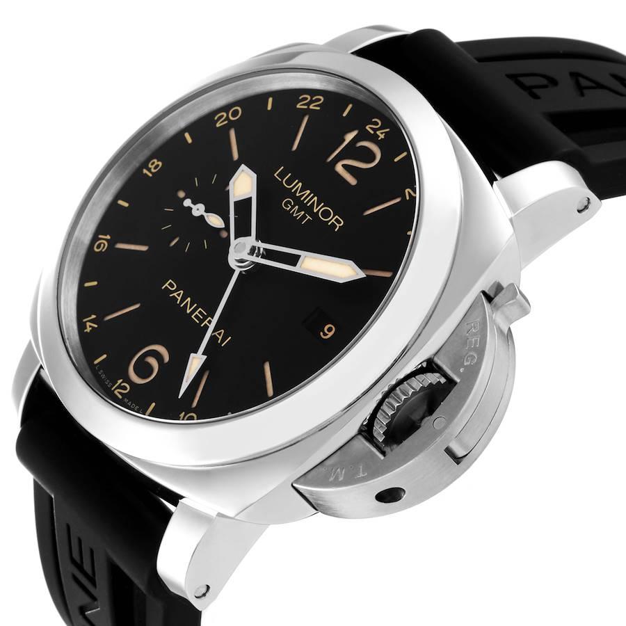 Panerai Luminor GMT 44mm Steel Mens Watch PAM00531 Box Papers In Excellent Condition In Atlanta, GA