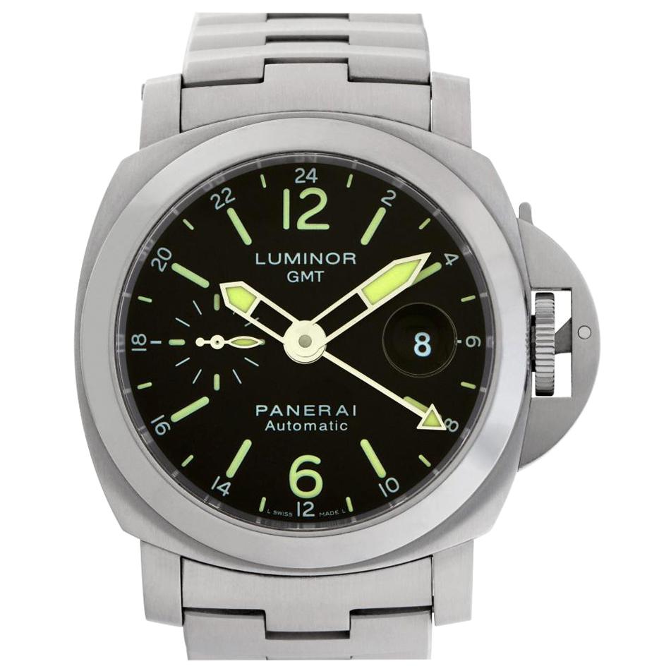 Panerai Luminor GMT PAM00297 Stainless Steel Black Dial Automatic Watch For Sale