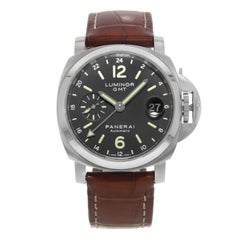 Used Panerai Luminor GMT Stainless Steel Leather Date Automatic Men's Watch PAM00244