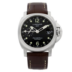 Panerai Luminor GMT Steel Leather Black Dial Date Automatic Men’s Watch PAM00244