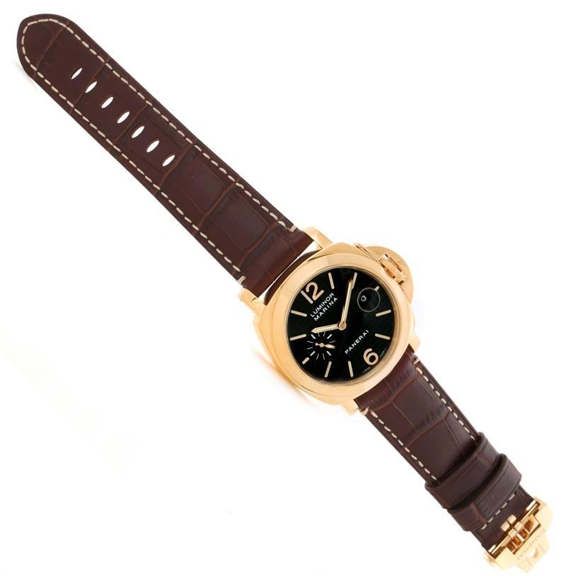 Panerai Luminor Marina 18 Karat Yellow Gold Watch PAM140 PAM00140 For Sale 4