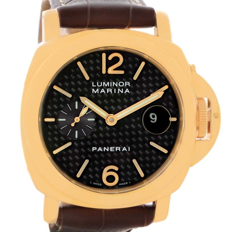 Panerai Luminor Marina 18 Karat Yellow Gold Watch PAM140 PAM00140 For Sale