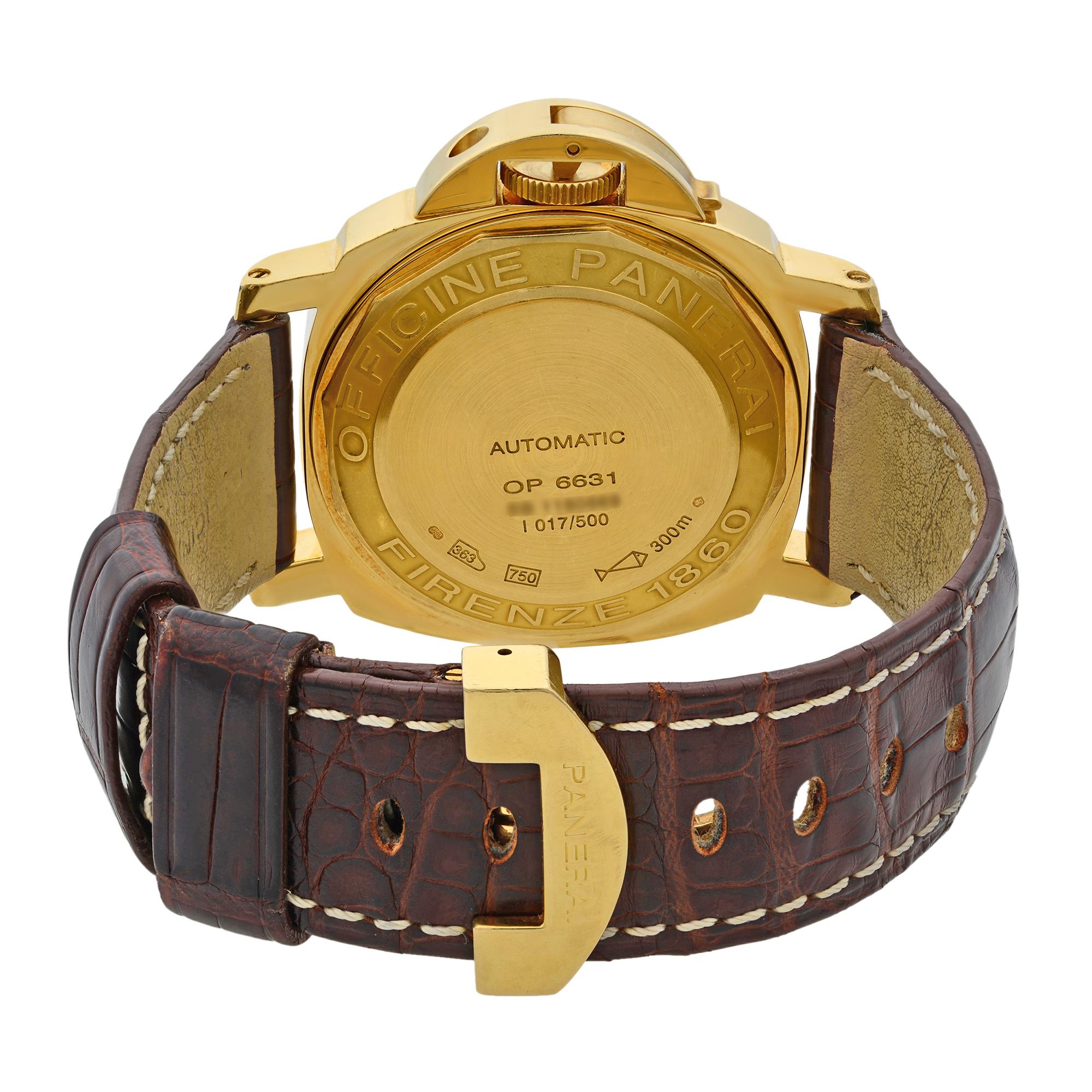 Panerai Luminor Marina 18k Gold Carbon Fiber Dial Automatic Men's Watch PAM00140 In Good Condition In New York, NY