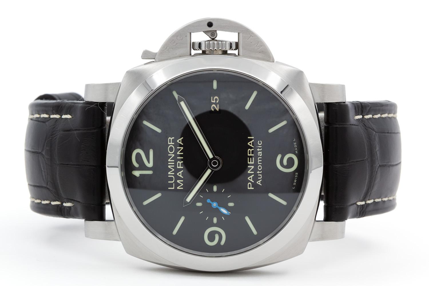 We are pleased to offer this 2020 Stainless Steel Panerai Luminor Marina 1950 3 Day PAM01312. The Luminor Marina, one of the world’s best-loved Panerai models, is updated by the P.9010 automatic movement, with a power reserve of three days. High