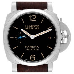 Panerai Luminor Marina 1950 42mm Black Dial Steel Mens Watch PAM01392 Box Card