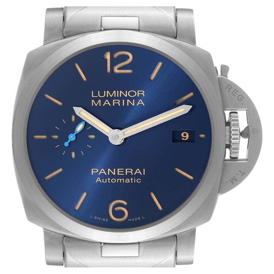 Panerai Luminor Marina 1950 Blue Dial Steel Watch PAM01028 Box Card