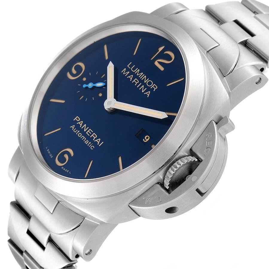 Panerai Luminor Marina 1950 Stahluhr mit blauem Zifferblatt PAM01058, ungetragen 1