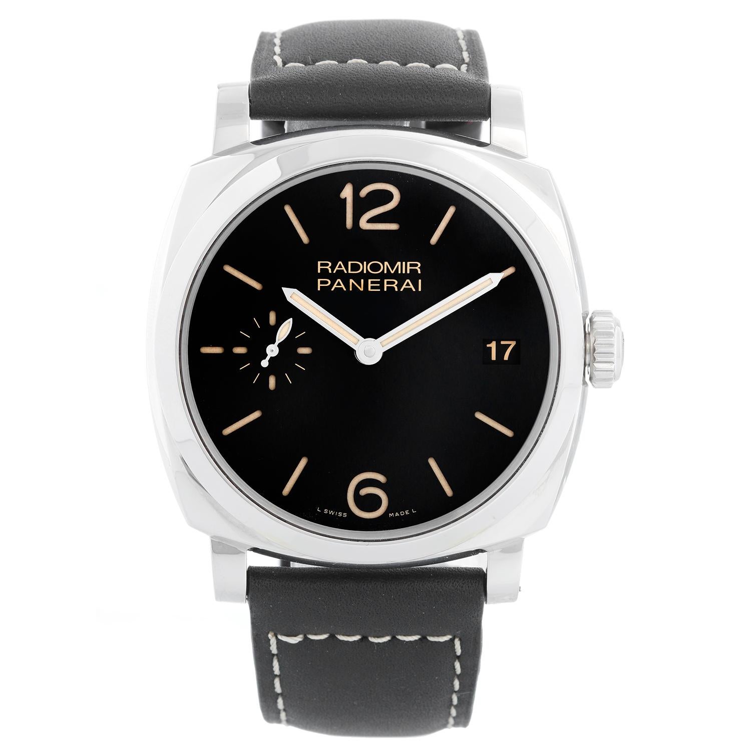 Panerai Luminor Marina 1950 PAM 514 or PAM00514  Stainless Steel Watch - Automatic winding. Stainless steel watch with smooth bezel ( 47 mm ). Black dial with date feature; 3 day hour reserve. Black strap with Panerai stainless steel tang buckle.