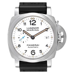 Panerai Luminor Marina Automatikuhr mit weißem Zifferblatt PAM01499, Schachtel mit Papieren, 1950