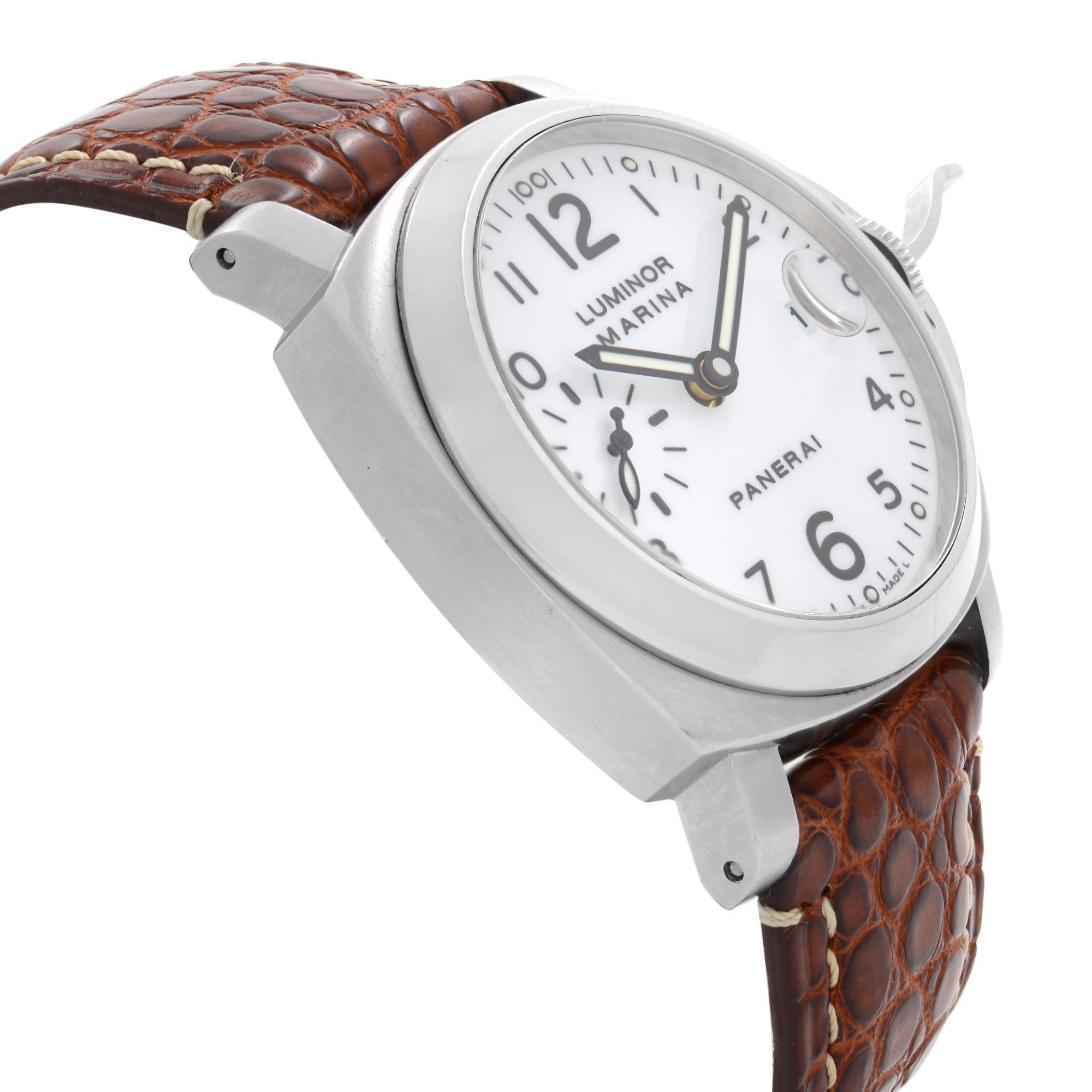 Panerai Luminor Marina Automatik-Herrenuhr mit weißem Zifferblatt aus Stahl PAM00049 1