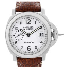 Used Panerai Luminor Marina Steel White Dial Automatic Mens Watch PAM00049